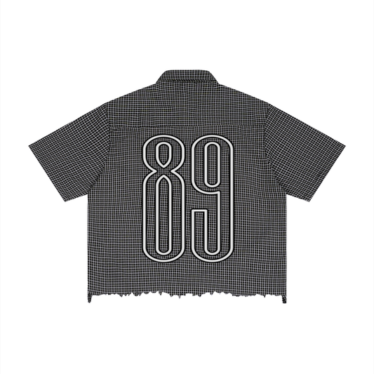 Unisex Distressed Plaid Boxy Shirt