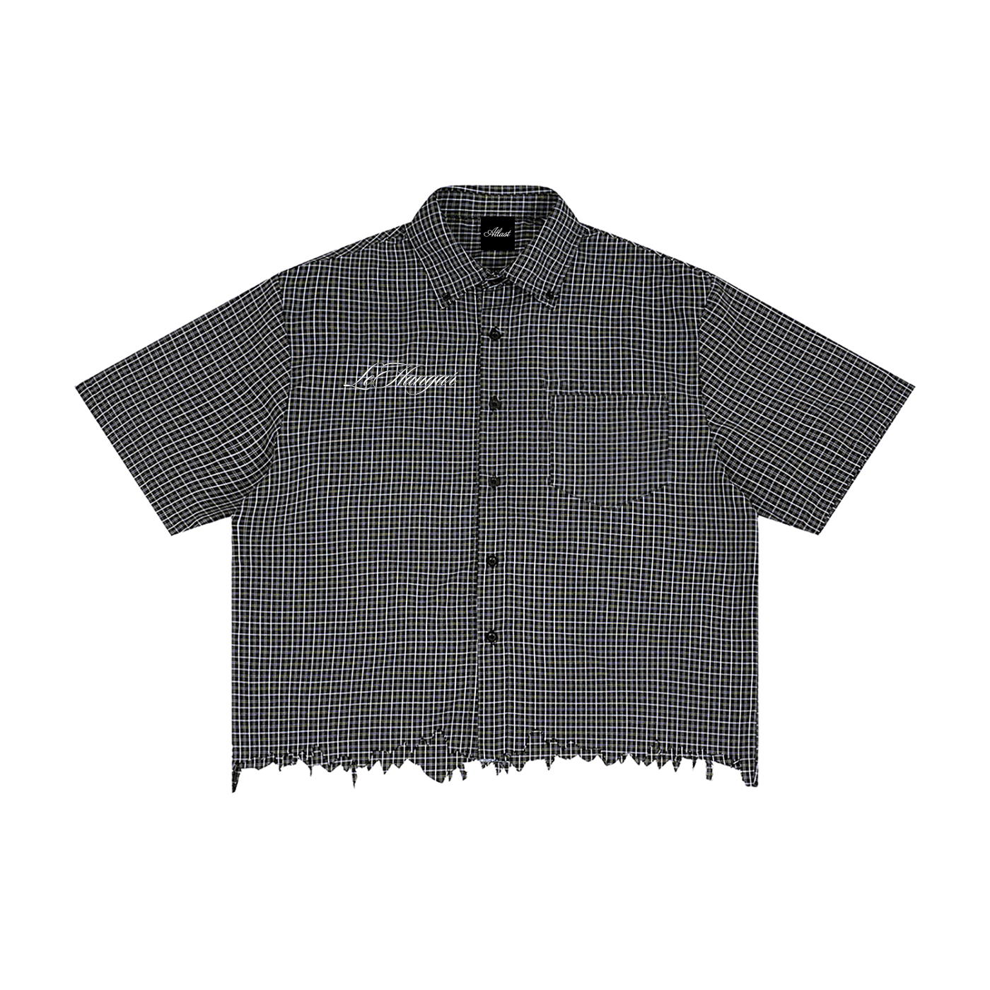 Unisex Distressed Plaid Boxy Shirt
